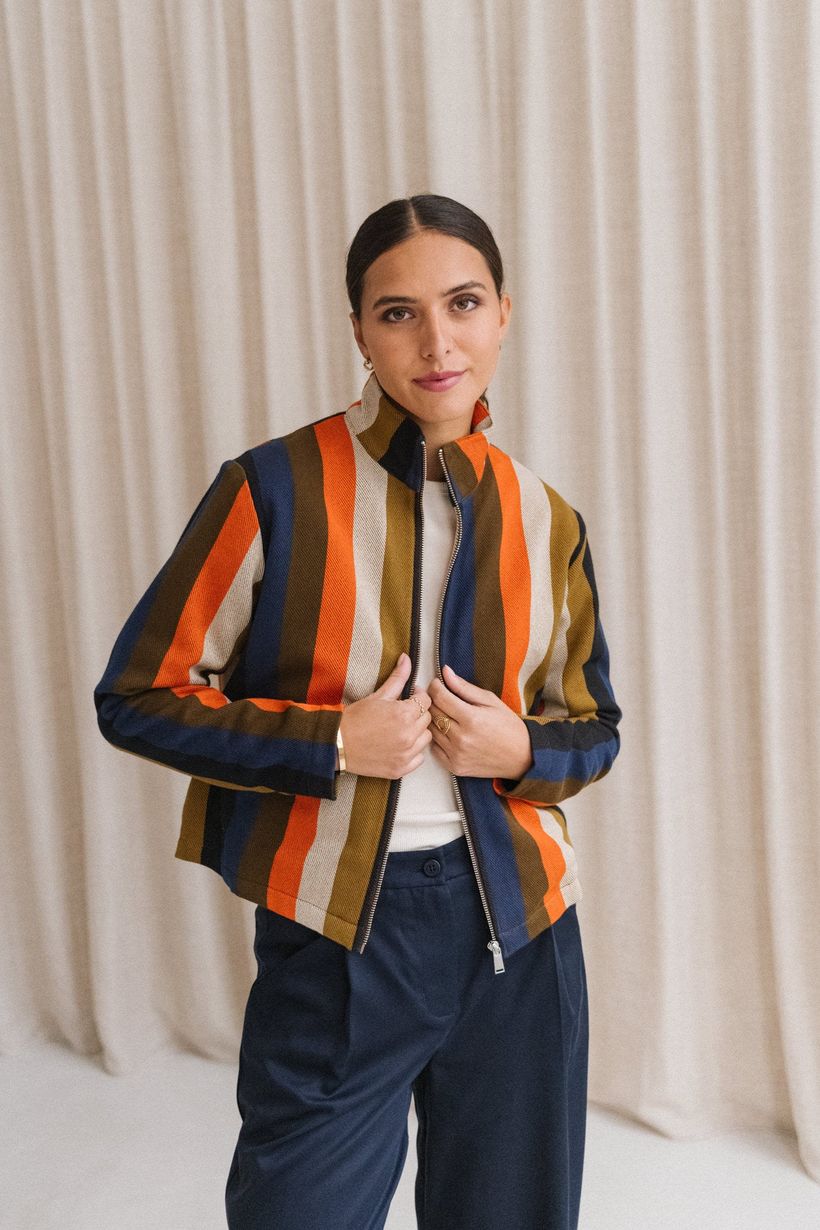 Veste en coton bio | rayée "burnley blanket ceci jacket - multicolor" - Thinking Mu