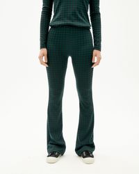 Pantalon flare bicolore en ecovero et recyclé - jacquard vichy trash gee pants green