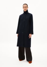 Manteau long en laine recyclée | marine "vaanoise wool - night sky"