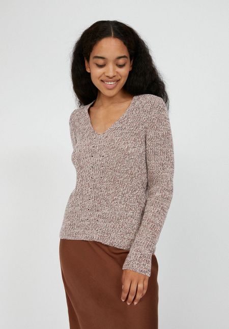 Pull en surpiqué caramel en coton bio et laine - josaa mouline