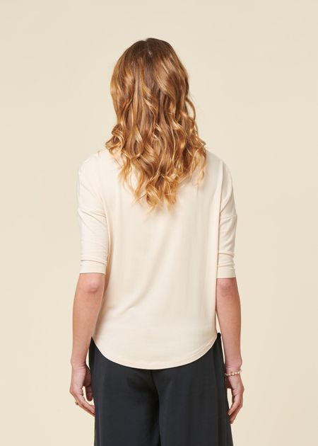 T-shirt manches 3/4 en modal | beige "zur-3 t-shirt" - SKFK