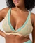 Soutien gorge triangle en matière recyclée | bicolore lace mesh plunge bralette - peach / turquoise - Understatement