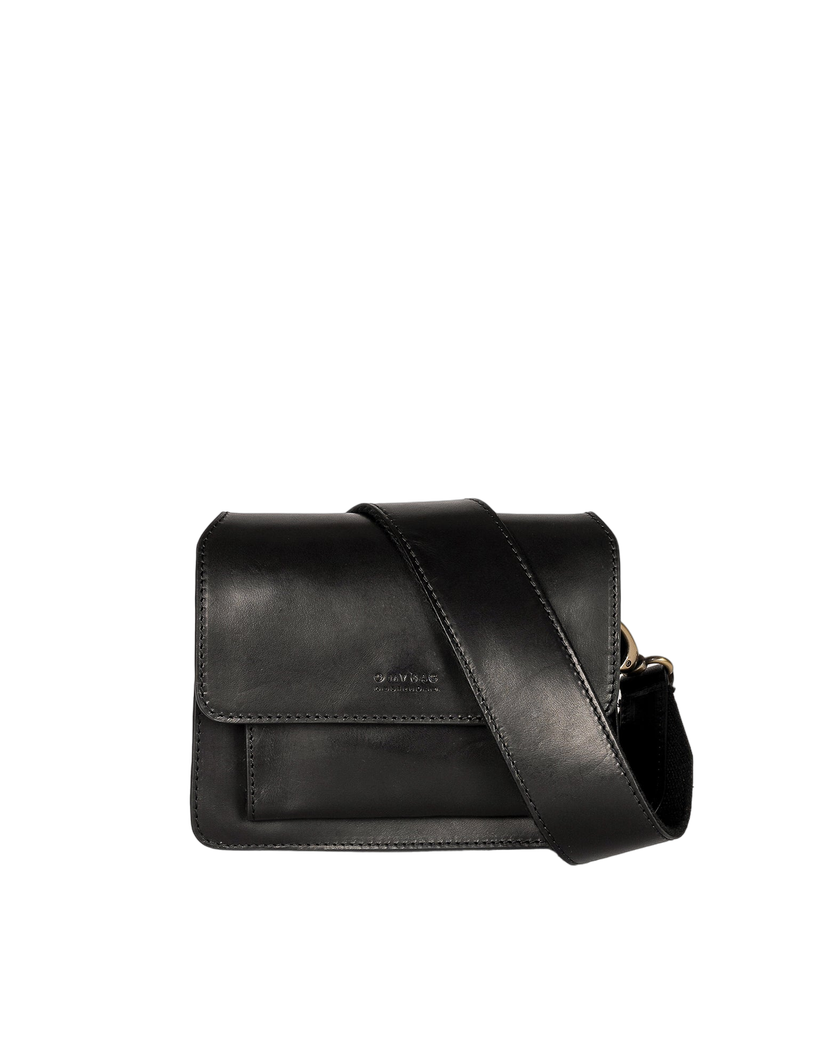 Sac à main bandoulière en cuir certifié | noir "harper mini black classic leather" - O My Bag