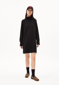 Robe pull col roulé en coton et laine bio | noir "naania black"