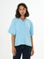 Chemise éponge bleu ciel en coton bio et matière recyclée - woven terry airy blue