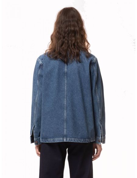 Veste en jean en coton bio et recyclé | bleu "barney 90s blue denim" - Nudie Jeans