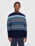 Pull en laine certifiée | bleu "knitted pattern crew neck blue stripe" - Knowledge Cotton Apparel