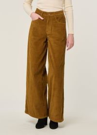 Pantalon large velours en coton bio | camel "light oak corduroy hedda pants - brown"