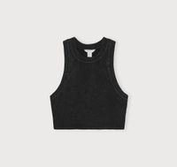 Débardeur court en coton bio | noir "core crop tank top black"