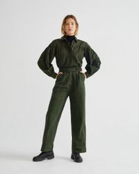 Combinaison manches longues kaki en coton bio - thalia