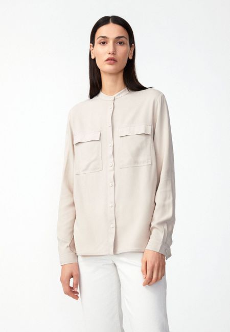 Chemise col mao écru en lenzing - pihlaa