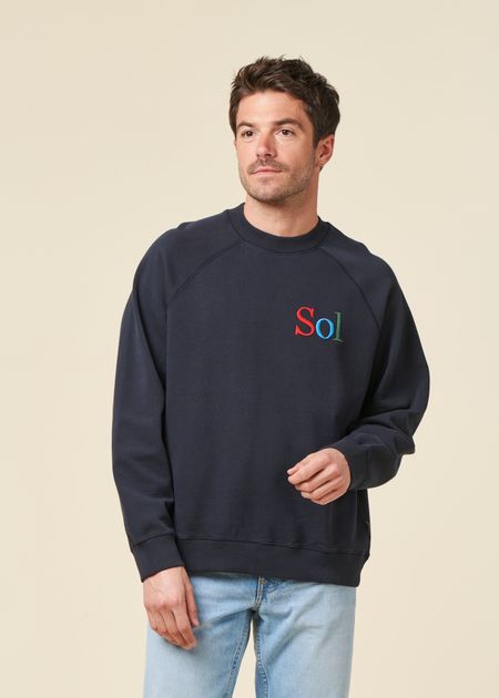 Sweat en coton biologique | bleu "sol type navy pepe sweatshirt - blue" - Thinking Mu