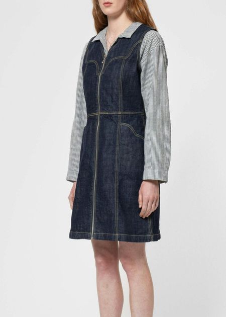 Robe denim en coton bio | brut "ina denim dress one wash dark blue"