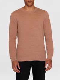 Pull tricoté en coton bio | marron "vagn regular bubble knit crew neck chocolate malt"