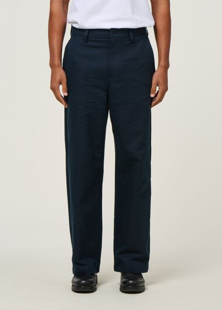 Pantalon large en coton bio | bleu "dark navy marc pants - blue" - Thinking Mu