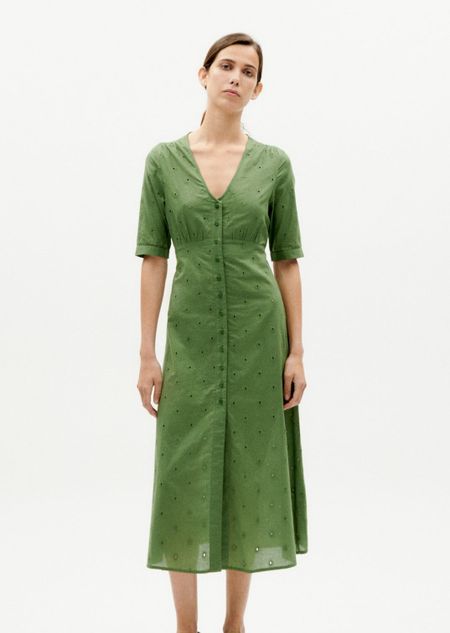 Robe à motifs en coton bio | vert "cactus shiffli camelia dress"