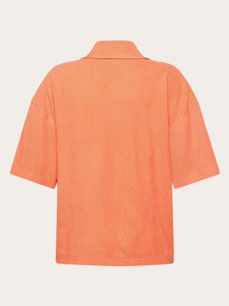 Chemise en coton biologique | rouge "bouclé short sleeved shirt - gots/vegan - 1481 langoustino" - Knowledge Cotton Apparel