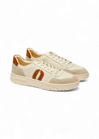Baskets en cuir certifié |  écru-marron "nino"