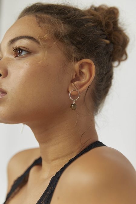 Boucles d'oreilles avec perle en argent recyclé - glass bead and circle studs