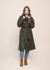 Manteau long en laine et cachemire recyclé | kaki "verlaine - khaki"