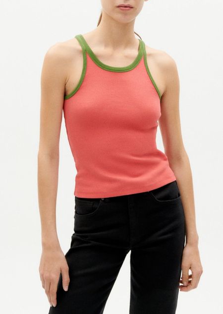 Débardeur en coton bio | rose et vert "sugar pink harriet top"