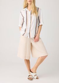 Short maxi ample en lin biologique | beige "eve culotte high-rise wide linen short light feather grays"