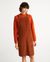 Robe salopette rouge en velours côtelé de coton bio - bell clay red