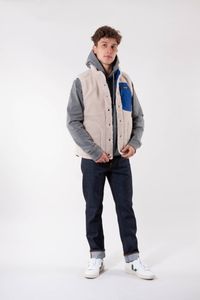 Veste réversible sans manches marine et polaire en recyclé - bivy down