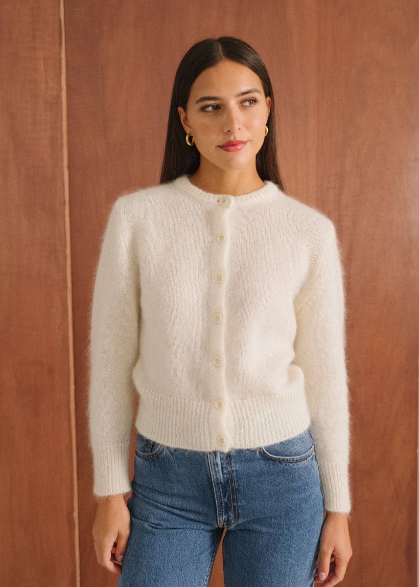 Le gilet grace en mohair certifié | écru - Bonjour Demain