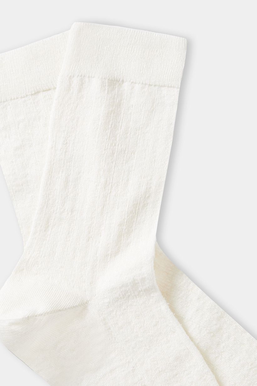 Chaussettes en lin et coton bio | blanc "linen socks white" - About Companions