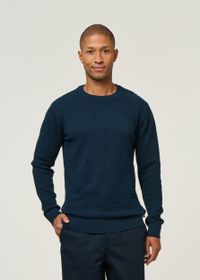 Pull en coton bio | marine "vagn regular bubble knit crew neck total eclipse"