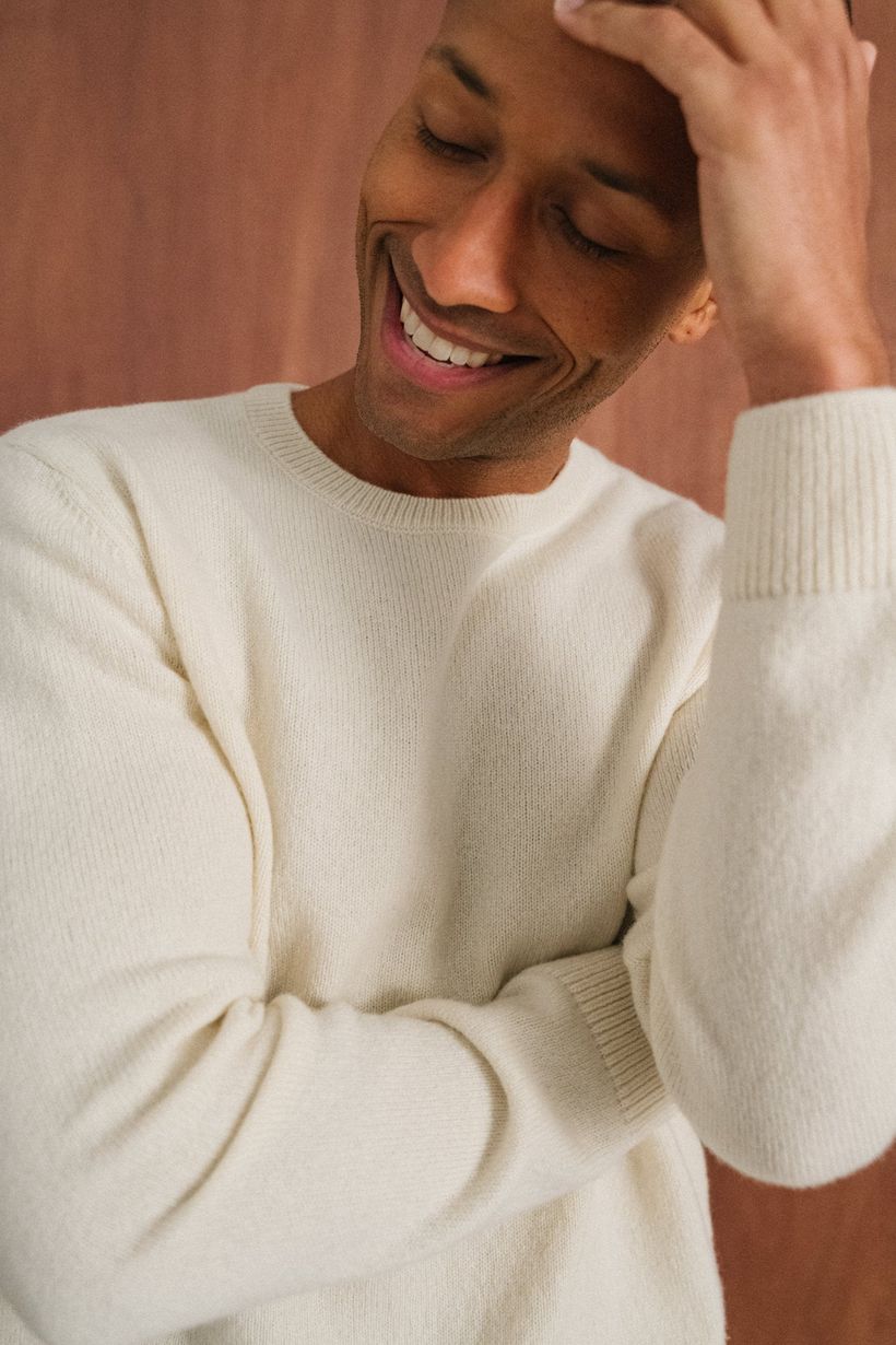 Pull en laine mérinos recyclée | écru - WeDressFair Essentiels