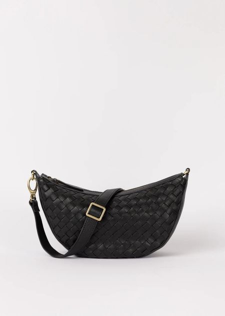 Sac à bandoulière en cuir certifié | noir "leo black woven eather" - O My Bag