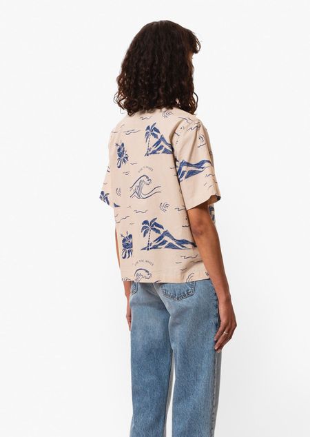 Chemisier en coton bio | écru à motifs "moa waves hawaii shirt ecru" - Nudie Jeans