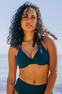 Haut de maillot turquoise en recyclé - bora bleu zénith