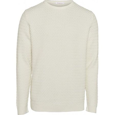 Pull blanc en coton bio - small diamond knit