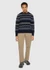 Pull en laine certifiée | bleu "knitted pattern crew neck blue stripe" - Knowledge Cotton Apparel