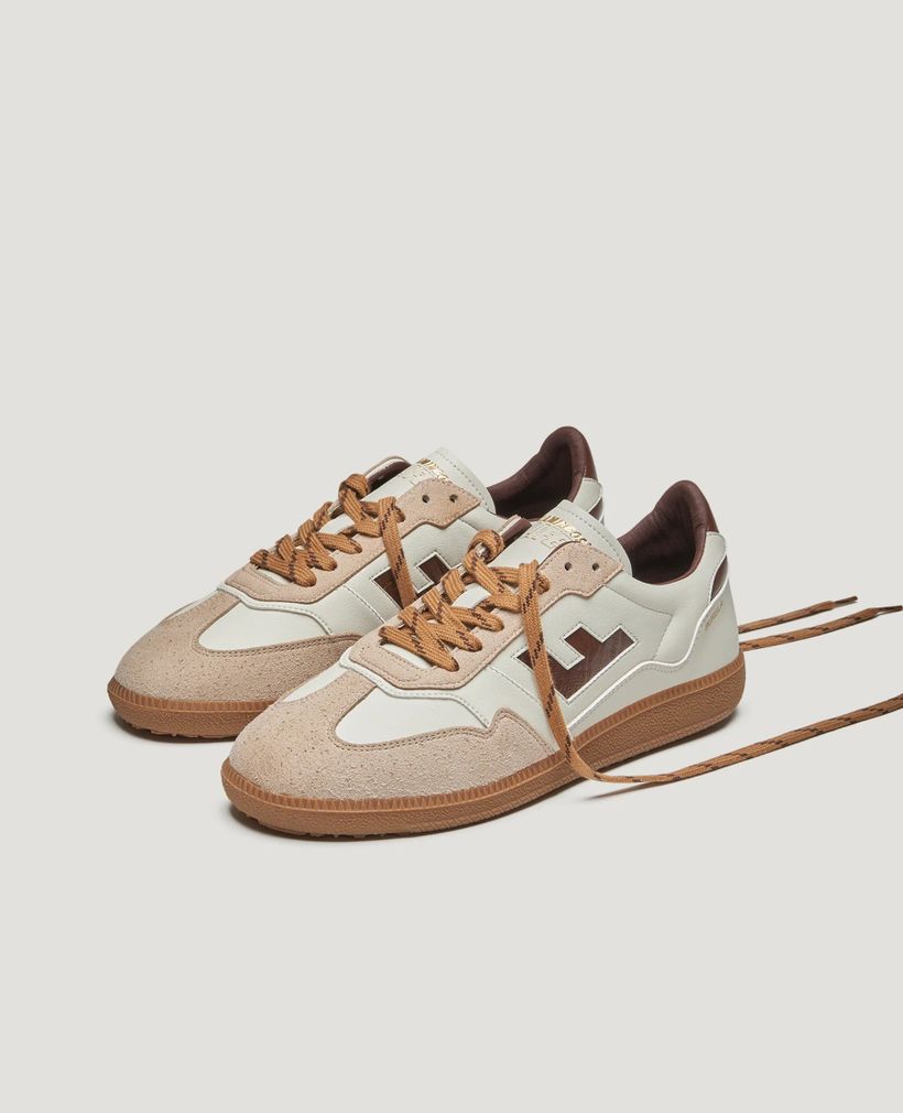 Baskets vegan | écru/marron "burela slim iguana chestnut" - Flamingos Life