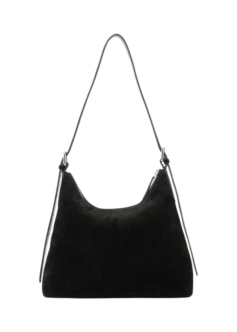 Sac à main en cuir suède certifié | noir "bari" - Vagabond