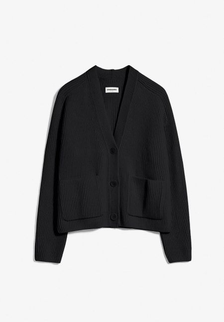 Gilet ample noir en laine bio et recyclée - naokaa black