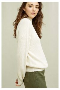 Pull col cheminée crème en coton bio - cody