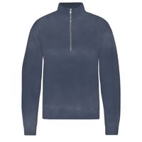 Sweat camionneur en coton bio | bleu "quarter zip - neptune blue"