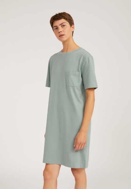 Robe t-shirt vert d'eau en coton bio - kleaa