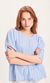 Blouse bleue rayée en ecovero - lily puff sleeve chambray blue