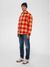 Veste à carreaux en coton bio | rouge "glenn padded check shirt red"