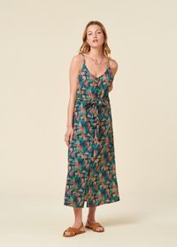 Robe en viscose ecovero | bleu "flower vichy strap dress navy - navy"