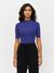 T-shirt côtelé en coton bio | violet "rib high neck short sleeve deep purple"