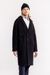 Manteau long noir en laine et coton bio - wool formal coat black women