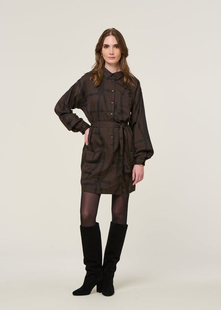 Robe en coton bio et ecovero | marron "izua - kintsugi"