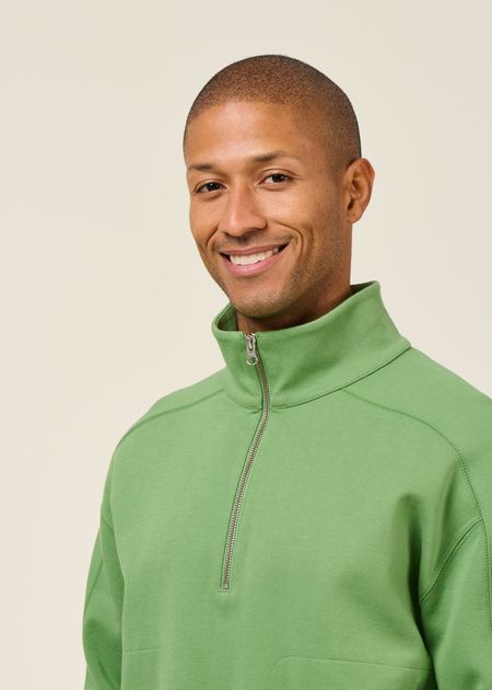 Sweatshirt col camionneur en coton bio | vert "ivy pipo - green" - Thinking Mu